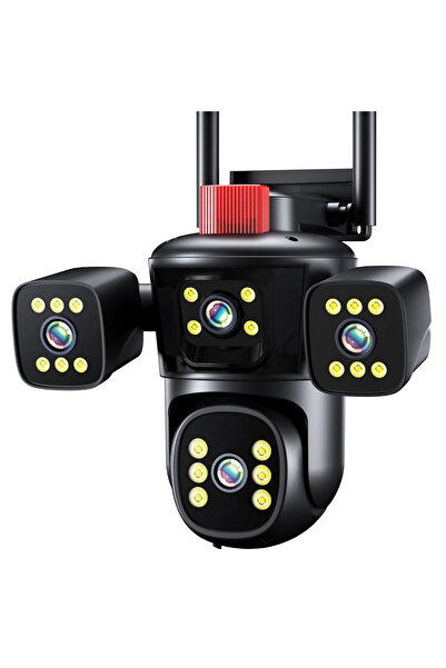 PASACO 8mp 4k Ultra Hd Gece Görüşlü 3 Lensli Hareket Takipli Alarmlı Wifi Kam...