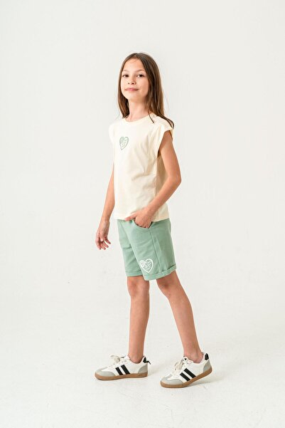 Mışıl Kids Dance With Your Heart Printed Κοριτσίστικο Σορτς - Σετ T-Shirt