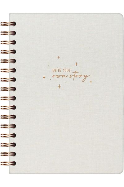 STOREMAX Sbl A5 Spiral Hard Cover Linen Plain Unlined Undated Notepad Cream Sblshp 1064356