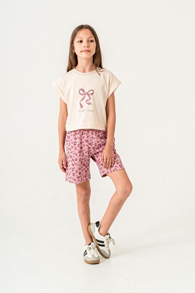 Mışıl Kids Κοριτσίστικο σορτς με στάμπα Mucho Amor - Σετ μπλουζάκι