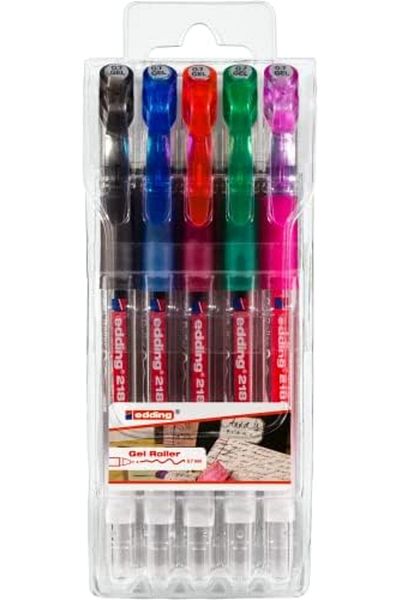 Mu Art Ahşap Mrt 2185 Gel Roller - Black, Red, Blue, Green, Pink - 5 Pens - 0.7 mm Art 871301