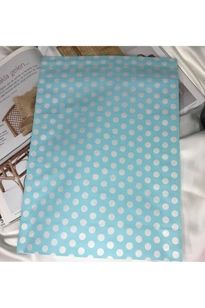 Mu Art Ahşap Mrt White Polka Dot Gift Bag Gift Package with Tape Blue Gift Packet 25X30 cm - 2 Pieces (Blue)