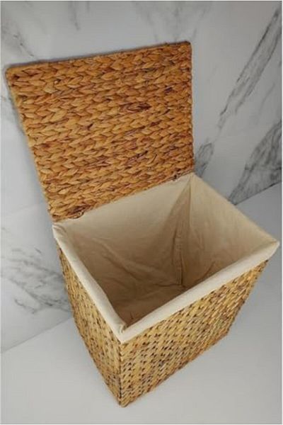 STOREMAX Srt Handmade Natural Wicker Foldable Dirty Laundry Basket, Modern Herringbone Pattern Basket