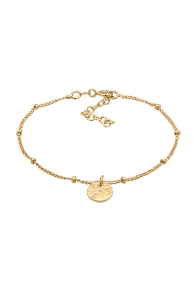 ELLI Bracelet Ladies Satte Chain Plate Disc Hammered In 925 Sterling Silver