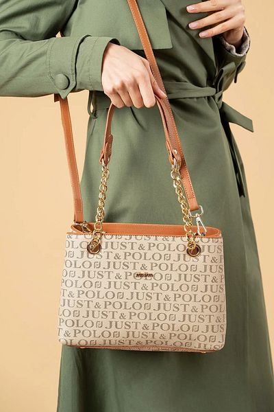 POLO CLUB Geantă de mână și umăr cu curea lungă pentru femei Just Polo, cu 3 compartimente, cu accesoriu de lanț