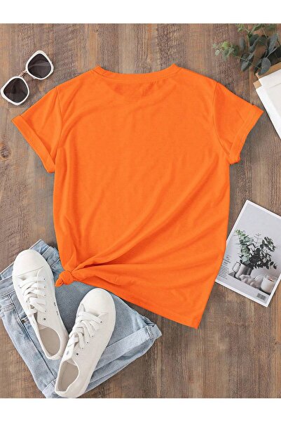 BEETON Πορτοκαλί τριαντάφυλλο εμπριμέ υπερμεγέθη μπλουζάκι - Crew λαιμόκοψη, κοντομάνικο