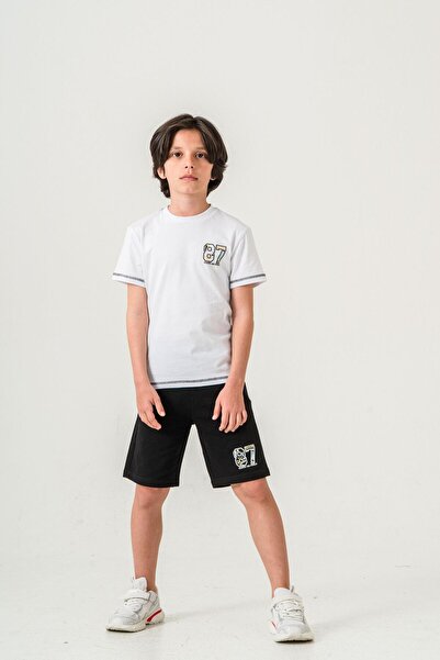 Mışıl Kids 87 شورت للأولاد مطبوع عليه The World من ريبر - طقم تي شيرت
