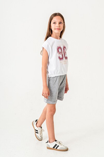 Mışıl Kids 96 Girls Team Department of Athletics Printed Girls Shorts - T-Shirt Set