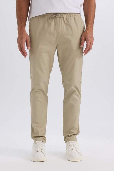 DeFacto New Season 100% Cotton Summer Jogger Chino Trousers with Laced Waist and Pockets Straight Legs