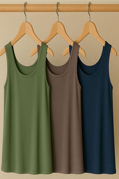 COTENCONCEPT 3 Pieces A-Line Cotton Thick Strap Athlete T-Shirt