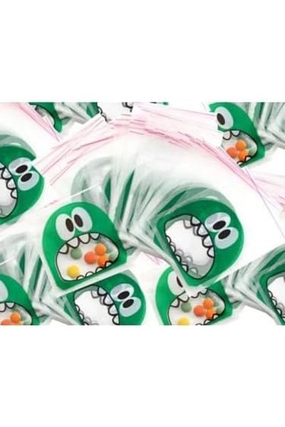 Mu Art Ahşap Mrt Marifetlerim - Green Monster Printed Self Tape Gelatin Bag 10X15 25 Pieces Art 87130