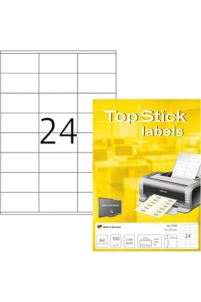 LUXE 8705 Address Labels, 100 Sheets, 70 X 36 Mm, 24 Per A4, 2400 Pieces, Self-Adhesive, Write