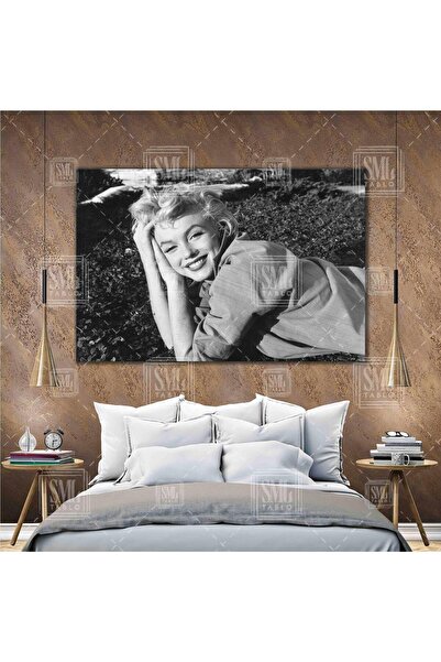 SML TABLO Sahilde Marilyn Monroe Kumsal Deniz Huzur Nostalji Yatay Kanvas Tablo