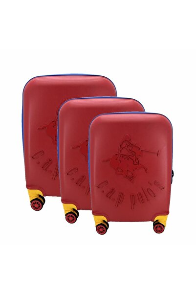Cantayurdu Cap Polo's Polipropilen Üçlü Valiz Set Kırmızı