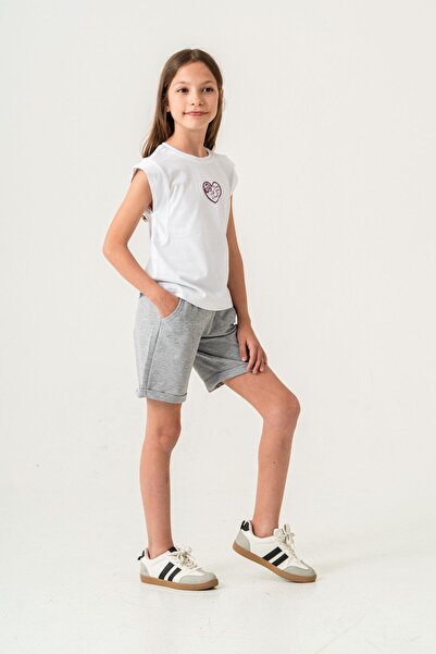 Mışıl Kids Dance with Your Heart Printed Girls Shorts - T-Shirt Set