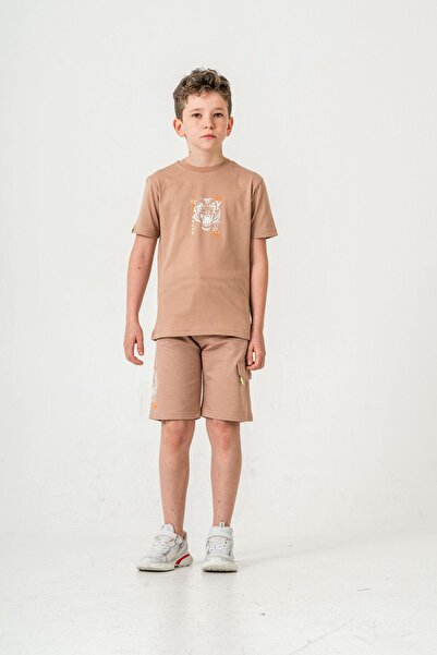 Mışıl Kids Ust On Štampano Kratke hlače za dečake sa krajevima rukava u oblik...