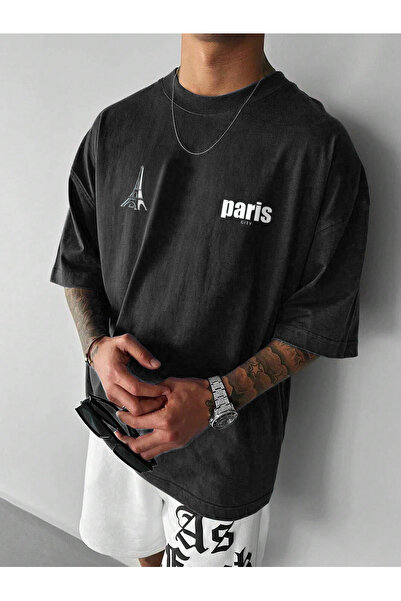 BEETON Μπλουζάκι Paris City Single Jersey - Μαύρο εμπριμέ κοντομάνικο μπλουζά...