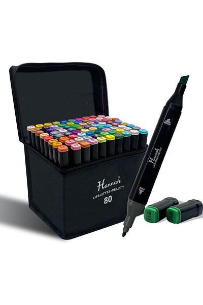STOREMAX Ezg Colorful Pen Set Consisting of Pieces Marker Pens with Bag and Stand Double-Sided Marker Painting