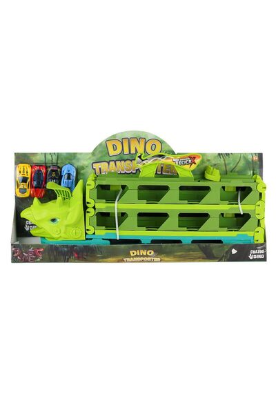 NEWBRENDHOME ألعاب تعليمية 4529 مسار سباق دينو ترانسبورتر + 4 مركبات - لعبة ص...