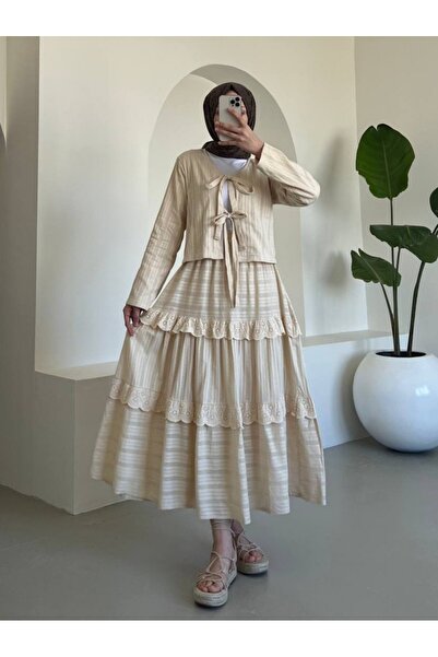 HİJABAYA Set fustă ondulată cu legare în față