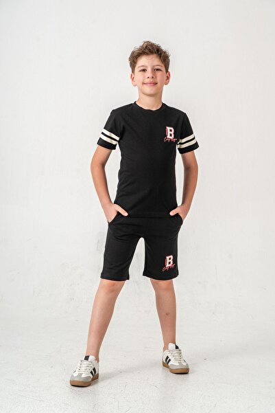 Mışıl Kids Комплект тениски и къси панталони за момчета с щампа на Brooklyn C...