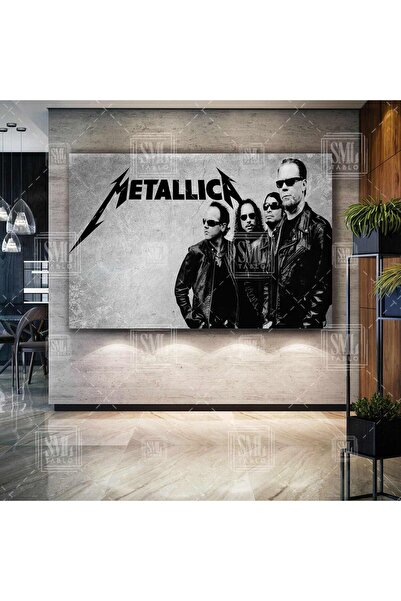 SML TABLO Metallica Efsane Grup Rock Müzik Metalika Nostalji Retro Siyah Gri ...