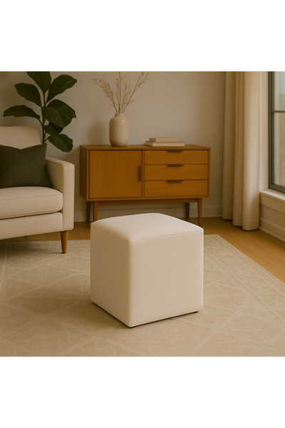 A5 HOME Kare Puf Koltuk Uzanma Koltuğu Makyaj Koltuğu Krem