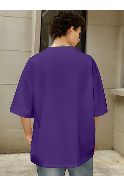 BEETON Μωβ Unprinted Oversize Crew Neck κοντομάνικο T-shirt - Basic T-shirt