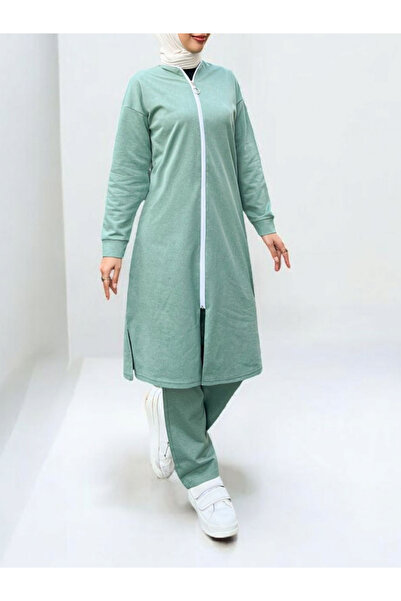 HİJABAYA بدلة من القطن الممشط بخيطين مع ياقة وسحاب كامل