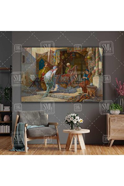 SML TABLO Francesco Ballesio Osmanlı Halı Tüccarı Oryantel Sanat Yatay Kanvas...