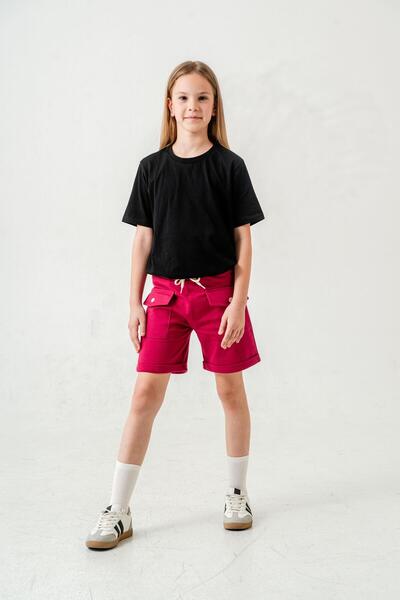 Mışıl Kids Cargo Pocket Pocket Cover Embroidered Girl's Shorts