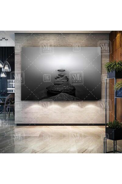 SML TABLO Piatre gri Nor Ceață Peisaj Mare Natură Orizontală Pictură pe pânză