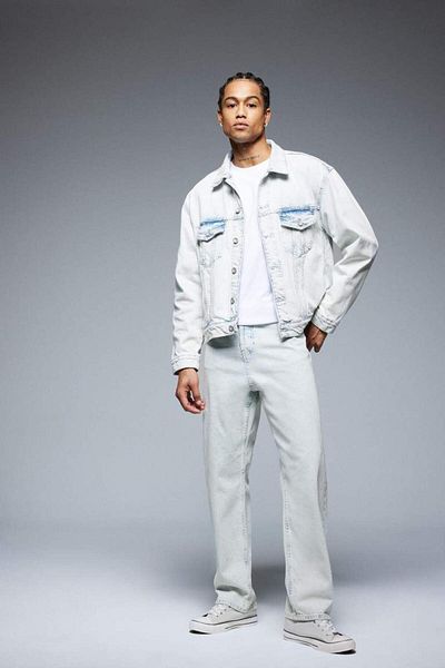 DeFacto New Season 100% Cotton Baggy Fit Wide Fit Normal Waist Straight Leg Jean Washed Trousers