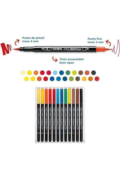 LUXE Aqua Brush Duo Drawing Pen, Hanging Pack of 12 Lxshp 1055529