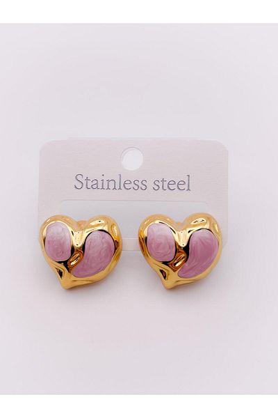 Trinos Steel Earrings Colorful Pearlescent Asymmetric Heart Earrings