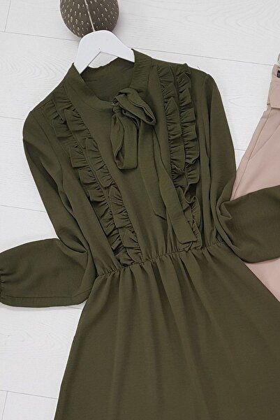 HİJABAYA Frilly Ayrobin Tunic with Lace-Up Collar