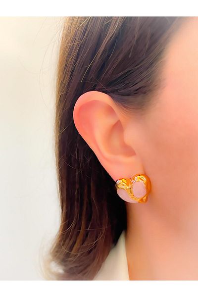 Trinos Steel Earrings Colorful Pearlescent Asymmetric Heart Earrings
