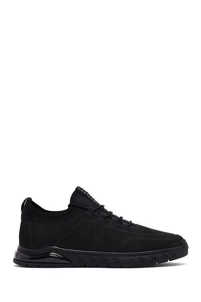 Derimod Men's Black Lace-Up Nubuck Leather Comfort Sneaker 25Sfd6418V3