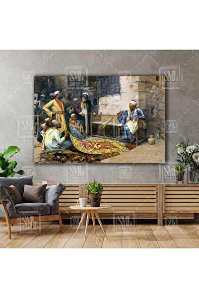 SML TABLO Osmanlı Halı Satıcısı Pazarda Toplanmış İnsalar Dekor Yatay Kanvas ...