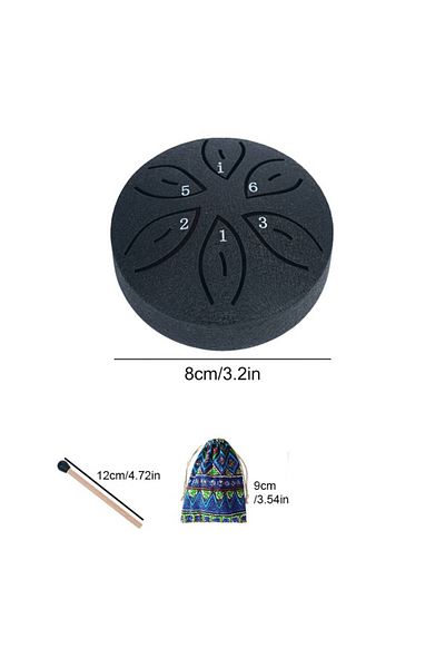 VAKIND Black Set 3 Inches 6 Notes Rain Drum for Outside Rain Drum Instrument Mini Handpan Drum Outdoor Rain