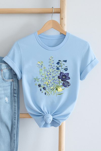 Boi Unisex Purple Floral Pattern Printed Oversize Loose Cut T-Shirt-Straight Cut Black and White Combed Cotton T-Shirt
