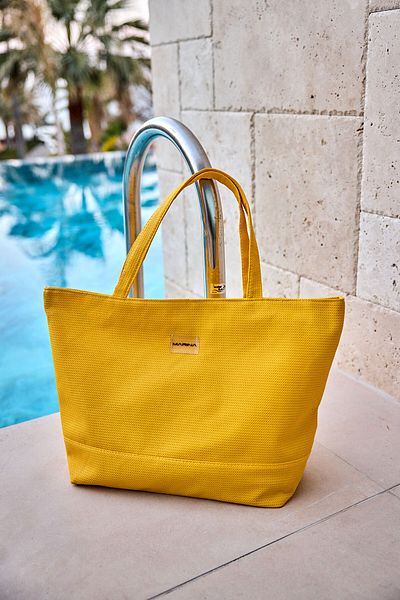 Marina Yellow Beach Bag Lined Large Volume Ca2502-3