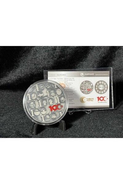 Darphane Türkiye Cumhuriyeti'nin 100.Yılı Gümüş Okside Hatıra Parası - Sertif...
