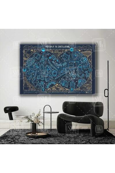 SML TABLO Star Wars Yıldızlar Galaksi Ve Yıldızlardaki Karakterler Yoda Han Solo Dart Wader Yatay Kanvas Tablo