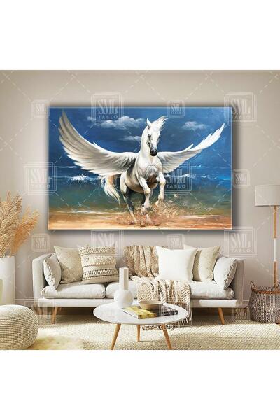 Horse with Wings Running in Front of the Waves Horizontal Canvas Painting
