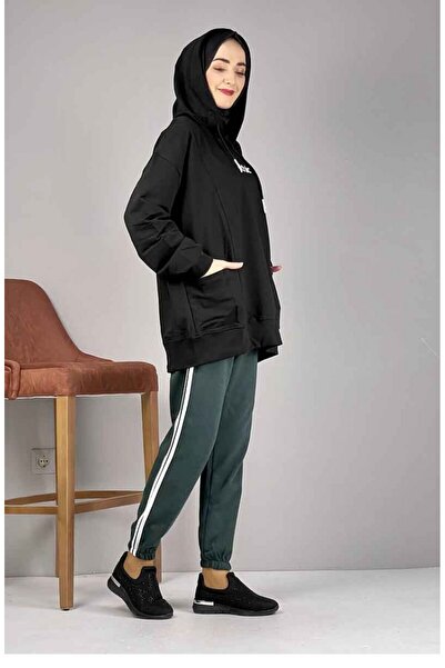 sefamerve Green and White Sweatpants - Stripe Detailed, Model 1073-10