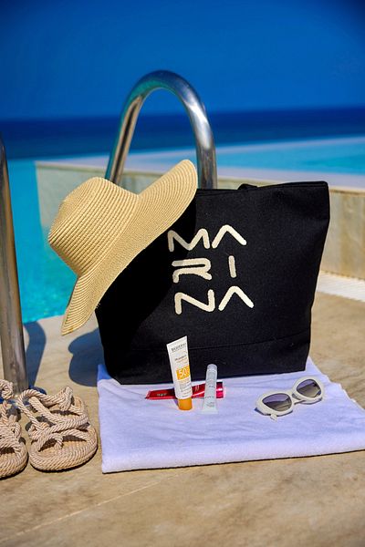 Marina Black Beach Bag with Lining and Zipper Ca2501-1