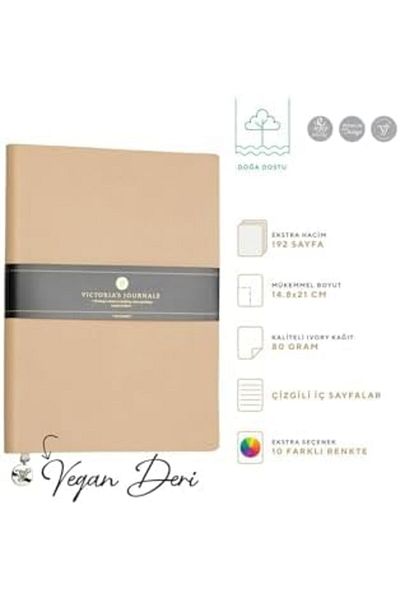 Mu Art Ahşap Mrt Classic Flexible Cover Striped Notebook, 14.8X21 cm -Beige Art 871301