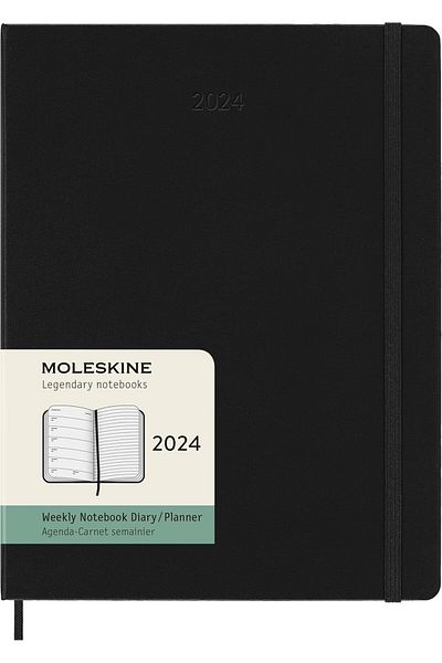 LUXE Weekly Agenda Space for Notes 12 Months 2024, Agenda 2024, Size XL 19X25, Hard Cover and Elastic