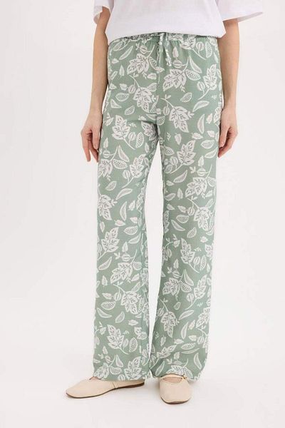 DeFacto New Season Comfortable Pants Wide Leg Wide Loose Leg Patterned High Waist
